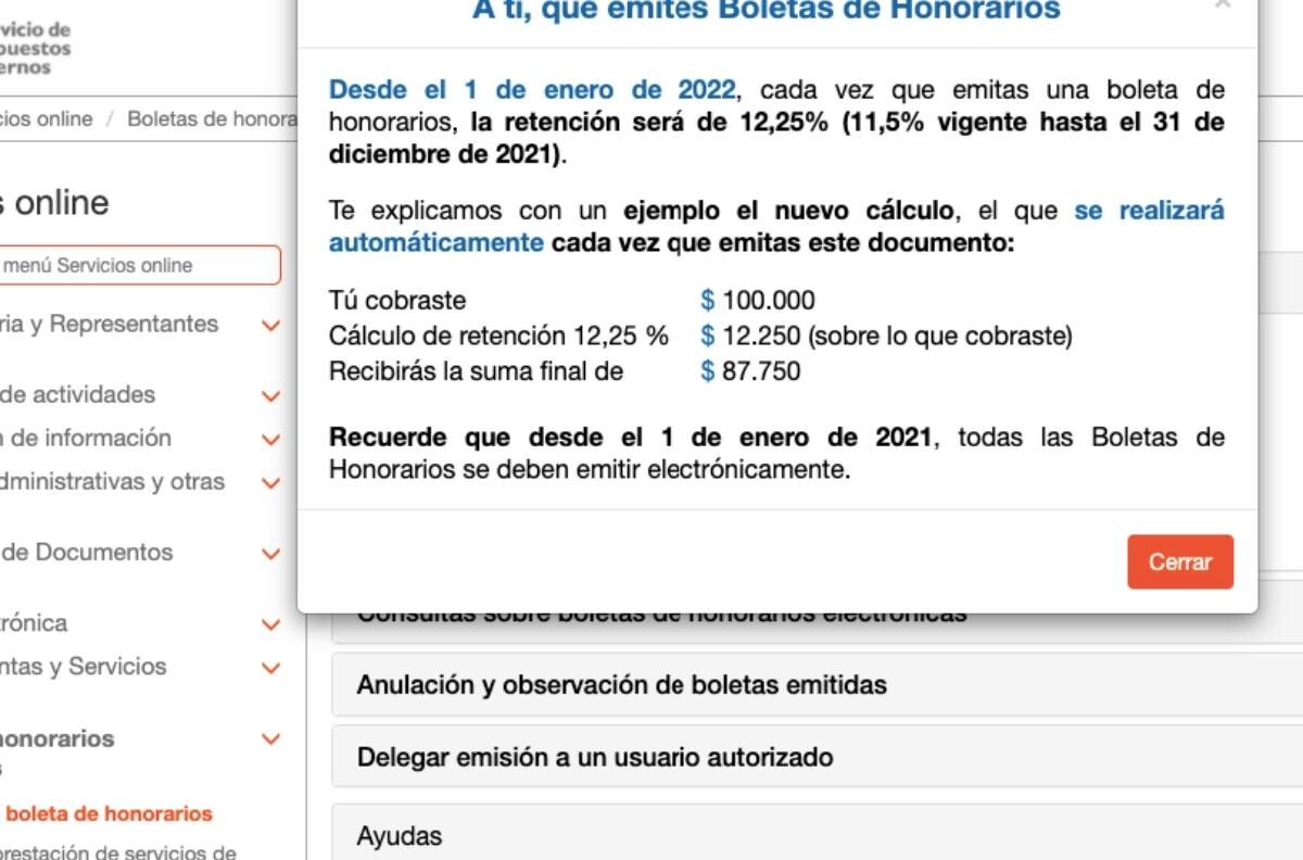 Boletas de honorarios 2022: revisa en cuánto aumentó la retención de impuestos