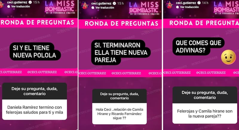 Historias de Cecilia Gutiérrez. Créditos: Instagram