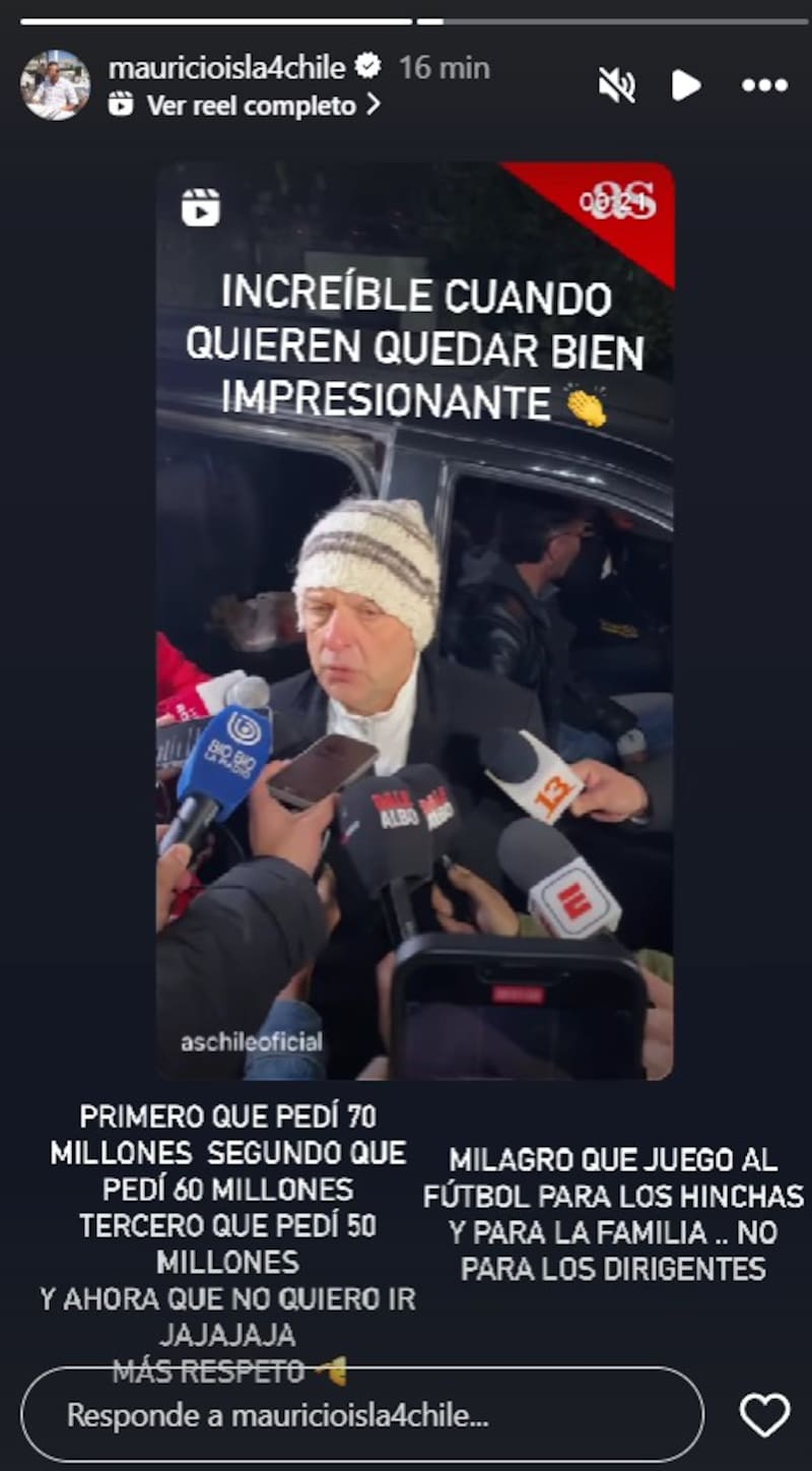 El descargo de Mauricio Isla.