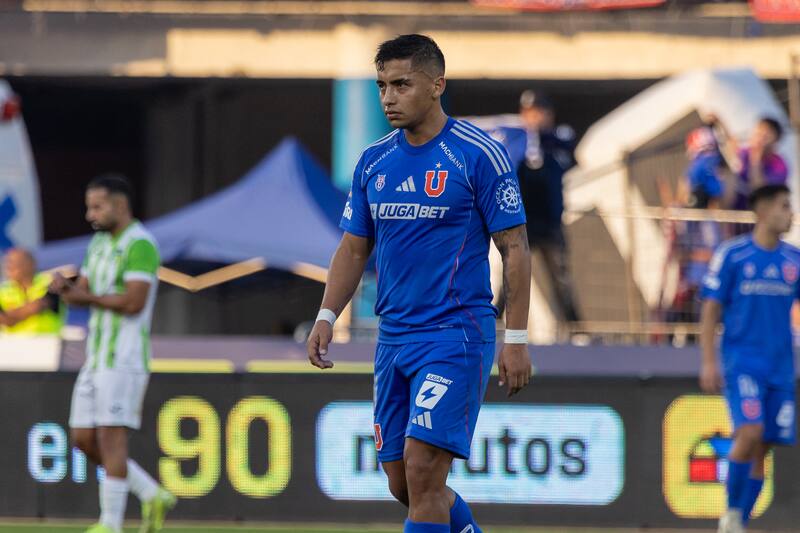 Nicolás Guerra en el duelo de U. de Chile frente a Ohiggins por la Liga de Primera 2025. Foto: Felipe Escobedo