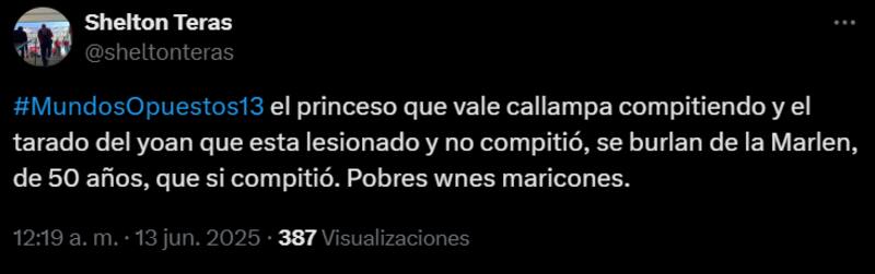 Algunas de las furiosas reacciones en contra de Princeso y Yoan por sus burlas hacia Marlen Olivari.