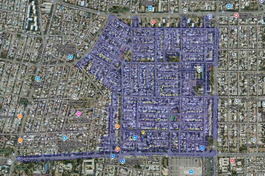 Sector que tendrá corte de agua.