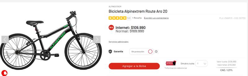 Bicicleta Alpinextrem Route en La Polar - Aro 20