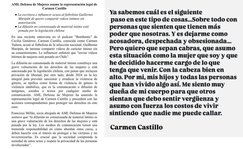 La influencer tomará acciones legales contra Guillermo Maripán. Créditos: Instagram
