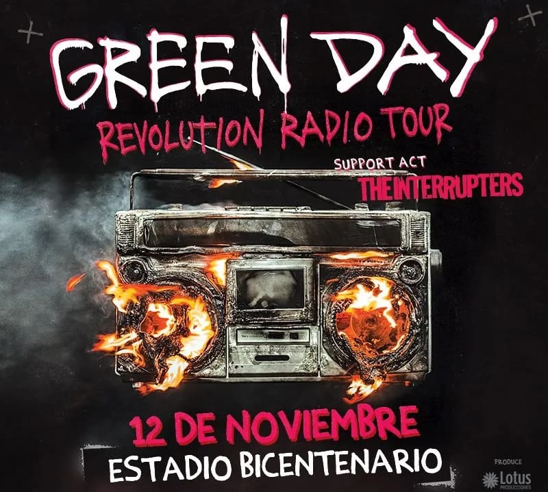 Afiche del último concierto que Green Day dio en Chile, correspondiente al 12 de noviembre de 2017 bajo la gira Revolution Radio.