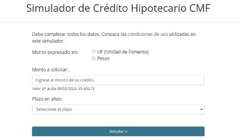 Es muy importante que las personas que están interesadas en solicitar un crédito hipotecario puedan hacer una simulación del préstamo. Créditos: CMF.