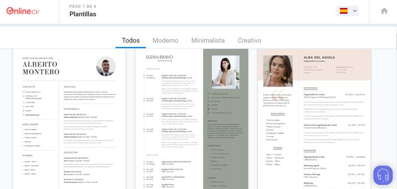 Así luce la web de Online CV.