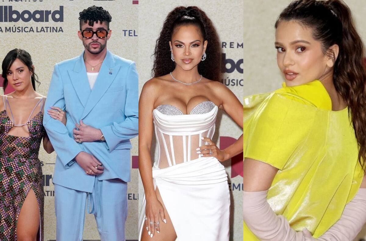 Bad Bunny por primera vez con su novia, Rosalía y Natti Natasha: Los looks que marcaron la alfombra roja de los Premios Billboard de la música latina 2021