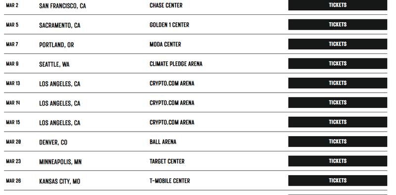 Fechas de la gira de Bad Bunny durante marzo de 2024.
