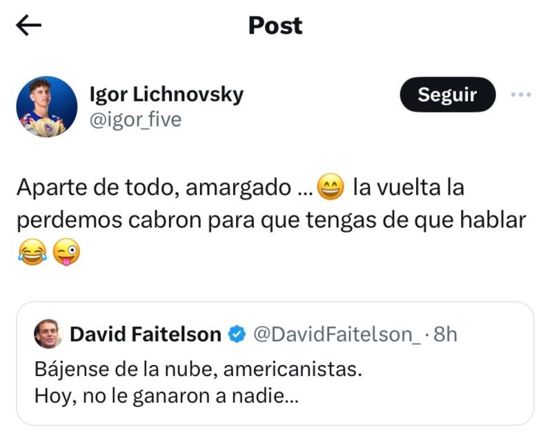 Igor Lichnovsky respondió con dureza al ataque del periodista mexicano David Faitelson.