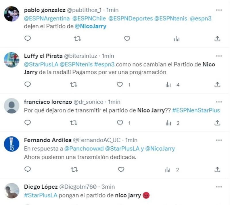 Quejas hinchas chilenos contra ESPN por partido de Jarry en el US Open