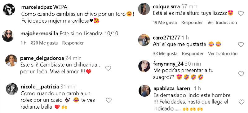 Comentarios en publicación de Lisandra Silva. Créditos: Instagram