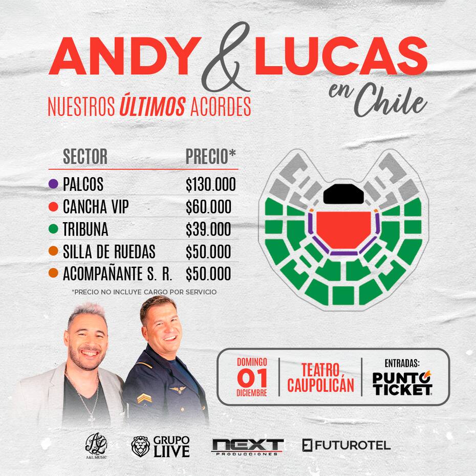 Precios de las entradas para Andy & Lucas en Chile
