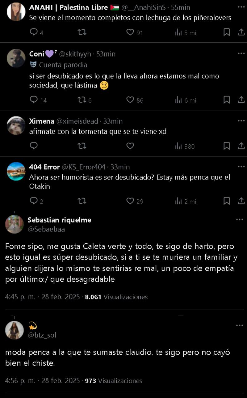 Las opiniones divididas por el chiste sobre la muerte del Negro Piñera.