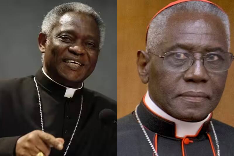 A la izquierda Peter Turkson y a la derecha Robert Sarah.