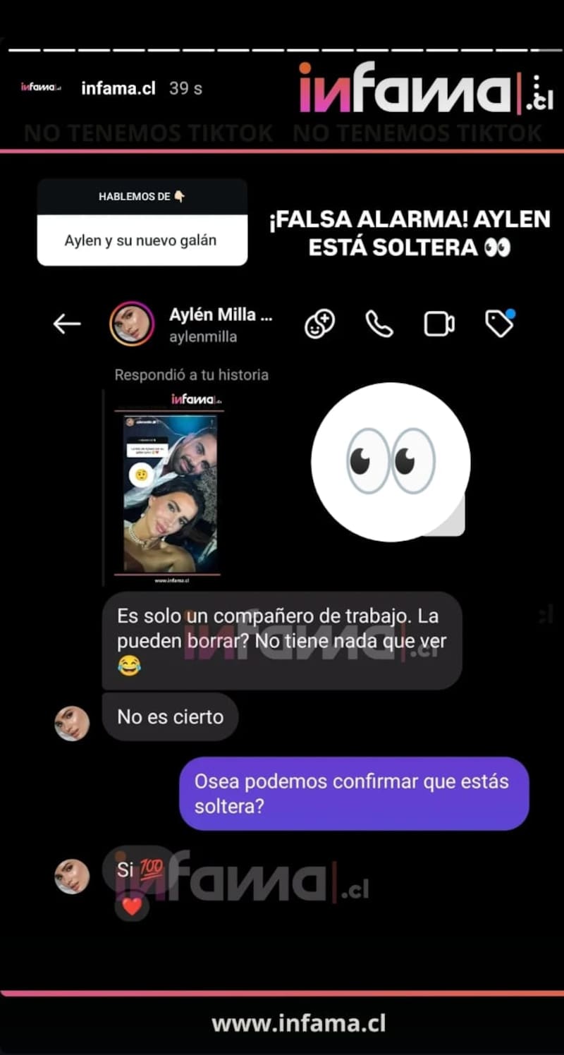 aclara su situación sentimental actual, tras historia publicada por Infama.