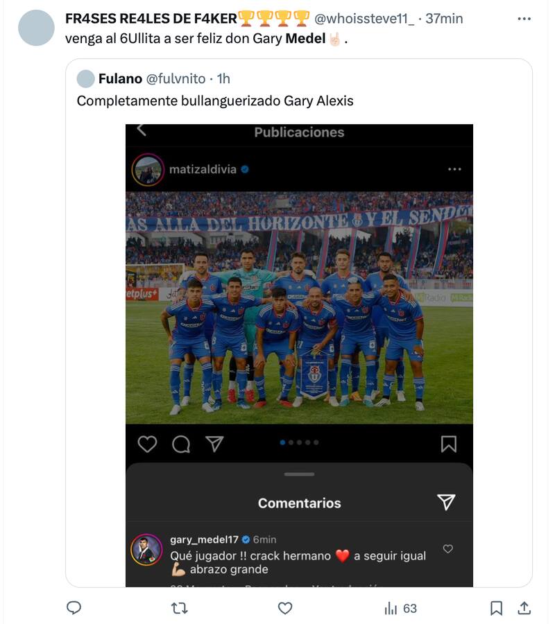 Gary Medel felicitó a los jugadores de la U.