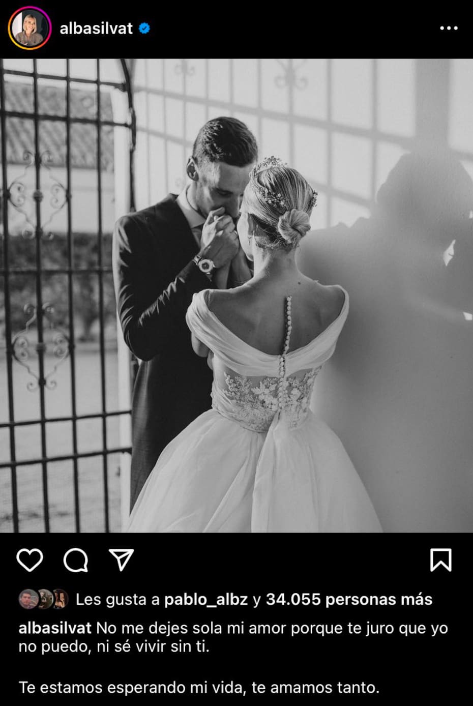 La publicación de Alba Silva, esposa del futbolista Sergio Rico