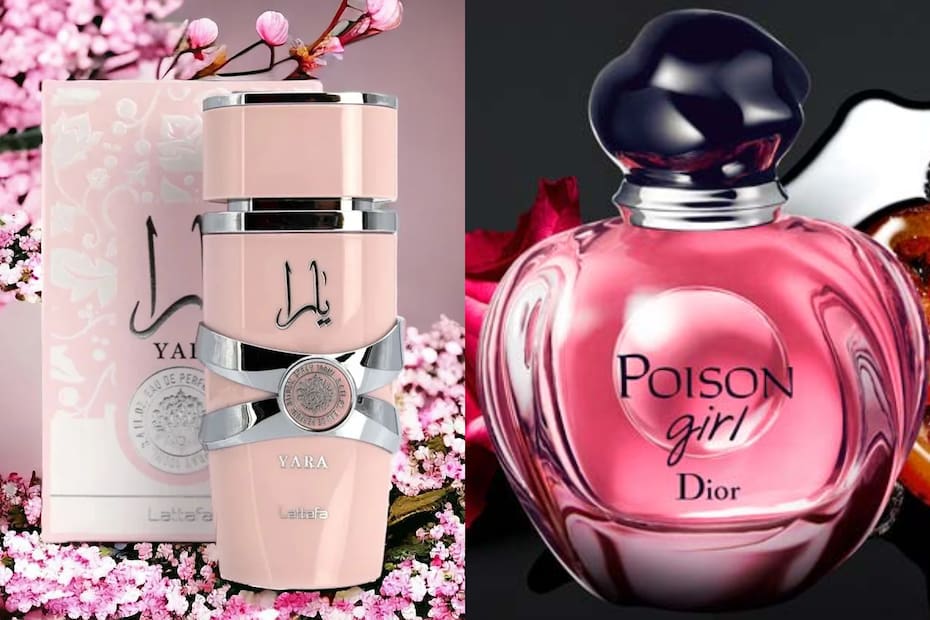 Yara de Lattafa en comparación con Poison Girl de Dior.