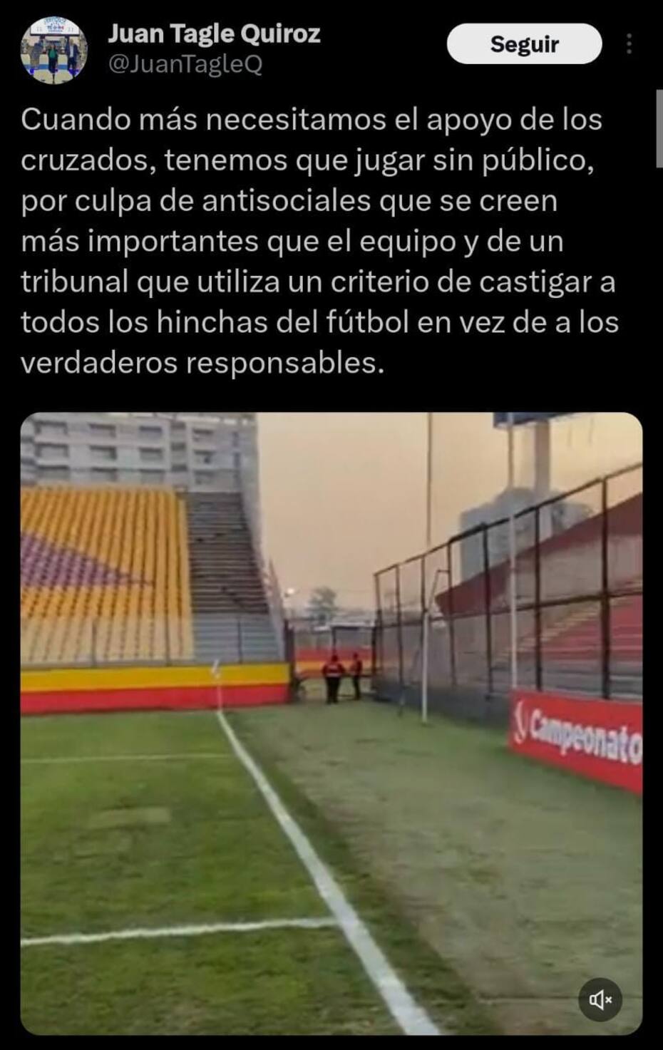 El presidente de Universidad Católica dispara por la sanción que arrastra el equipo.