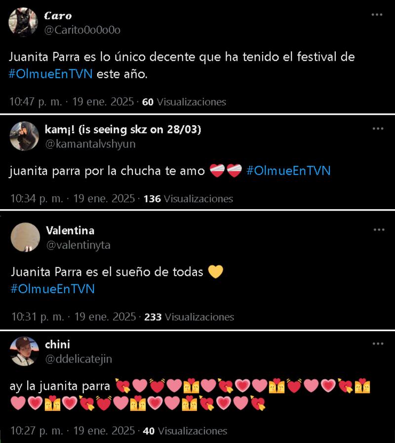 Mensajes de los fans de Juanita Parra.