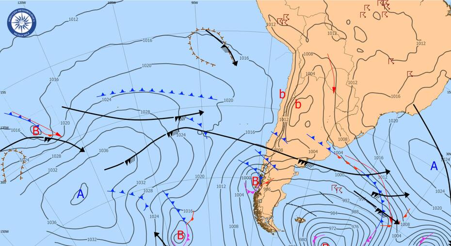 Carta Sinóptica en relación al Clima en Santiago.