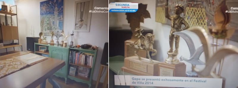 Gepe tiene a la vista sus premios ganados. Créditos: Pantallazo CHV