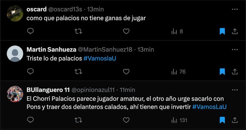 Hinchas de la U cuestionaron a Cristián Palacios.