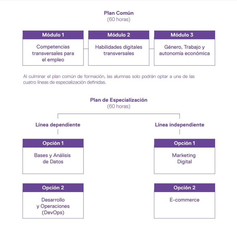 Esta es la malla del diplomado gratis para mujeres.