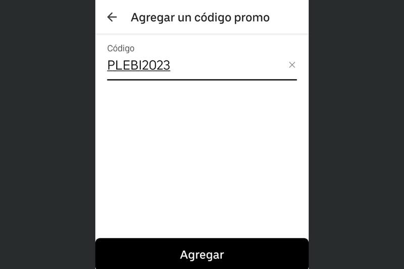 Este es el código que deberás ingresar para obtener un 50% de tu viaje durante este domingo 17 de diciembre.