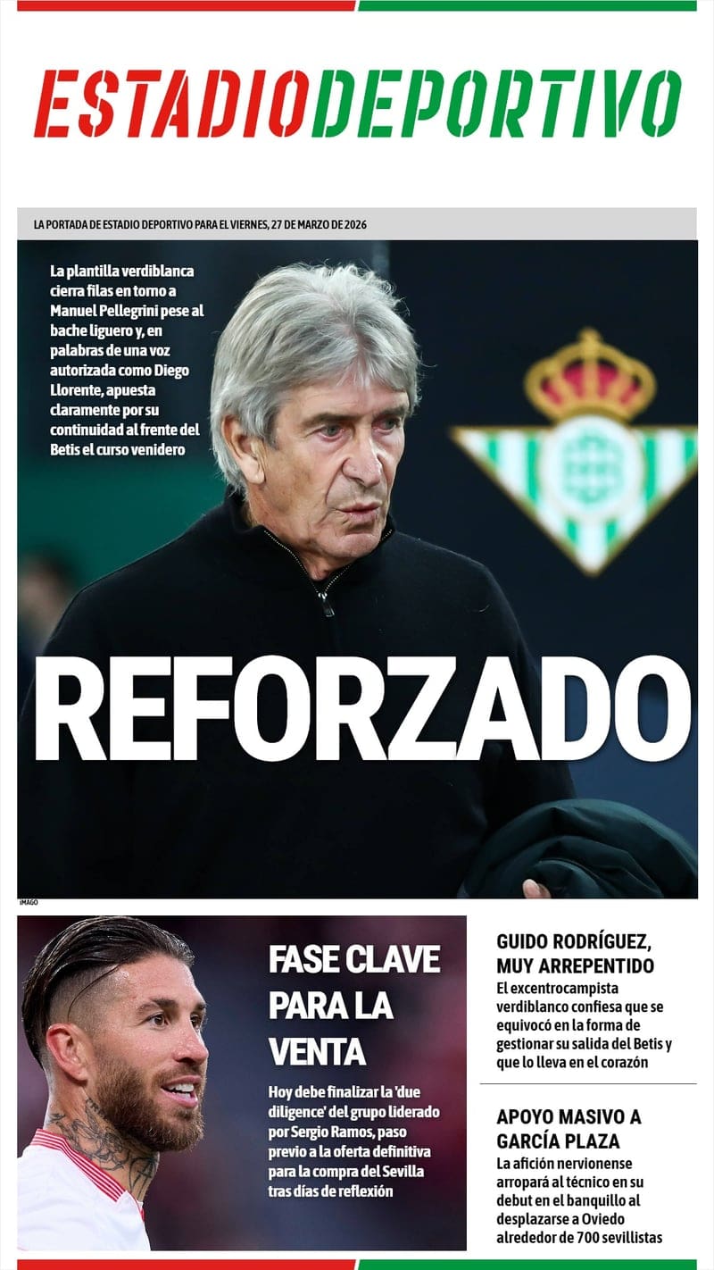 La portada de hoy de Estadio Deportivo