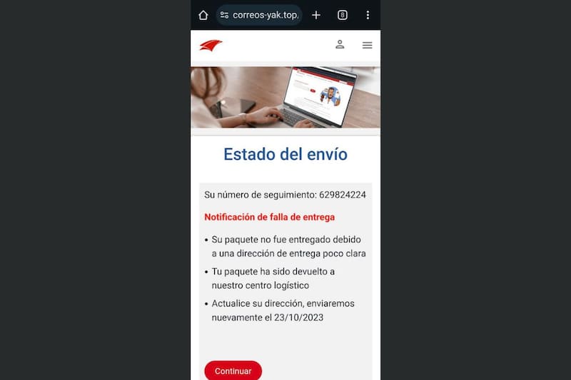 Las páginas de estafa suelen copiar pulcramente el sitio real con el que te quieren engañar.