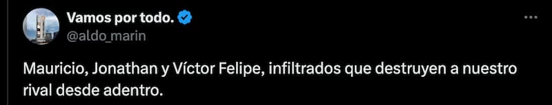 Aldo Marin y un polémico mensaje en redes sociales.