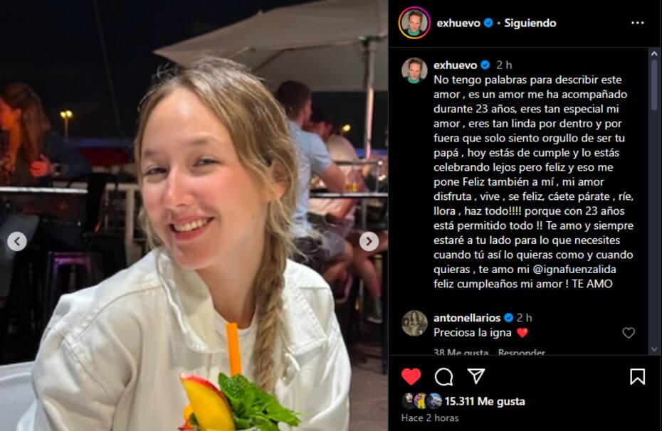 dedica emotivo mensaje a su hija por cumplir 23 años.