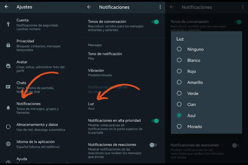 El "modo arcoíris" te dejará seleccionar un color para cuando recibas un mensaje. Créditos: WhatsApp/En La Hora