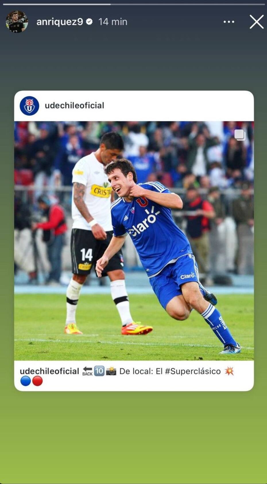 Mensaje en sus redes sociales de Ángelo Henríquez.