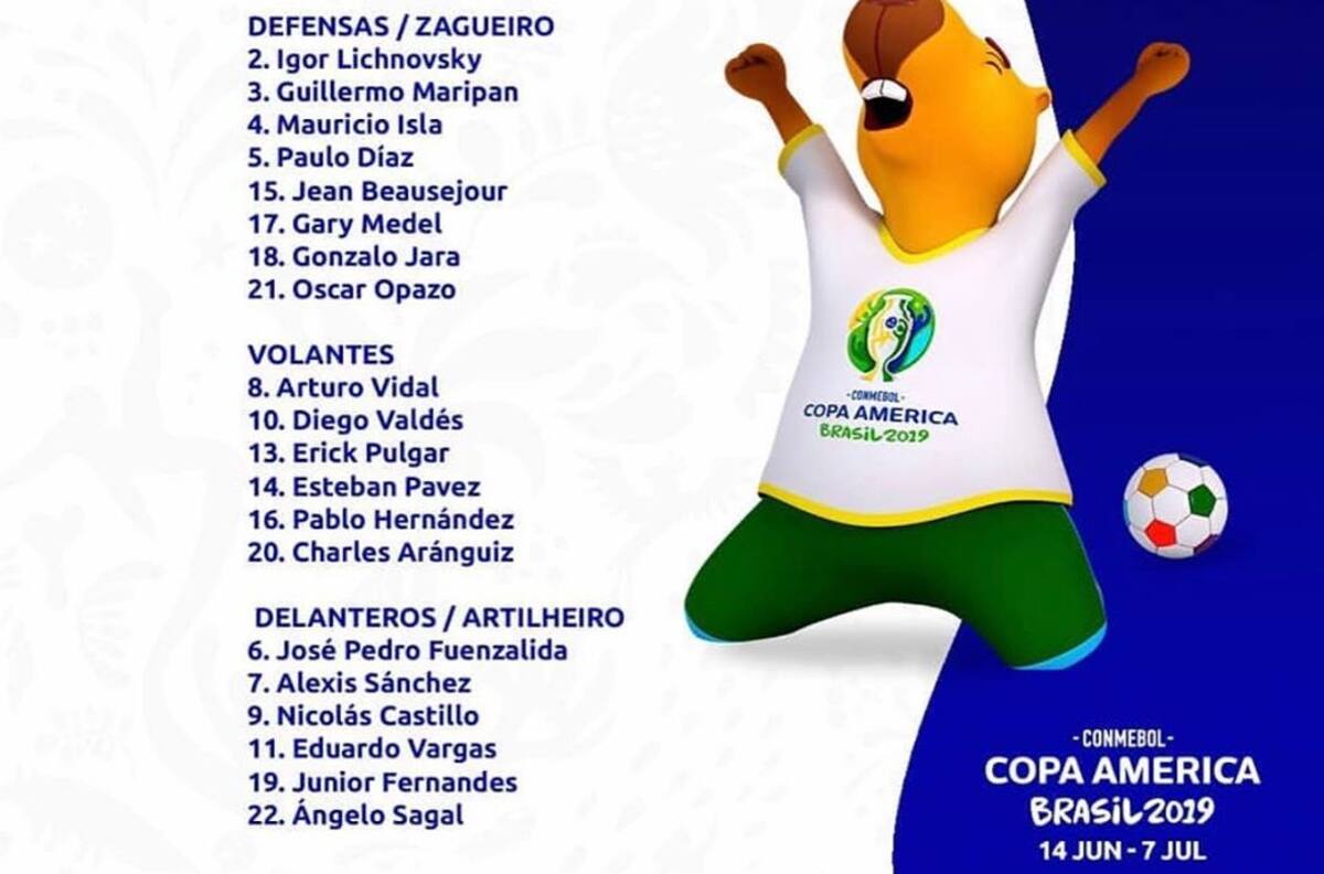 Del 1 al 23: Estos son los números de La Roja para la Copa América Brasil 2019