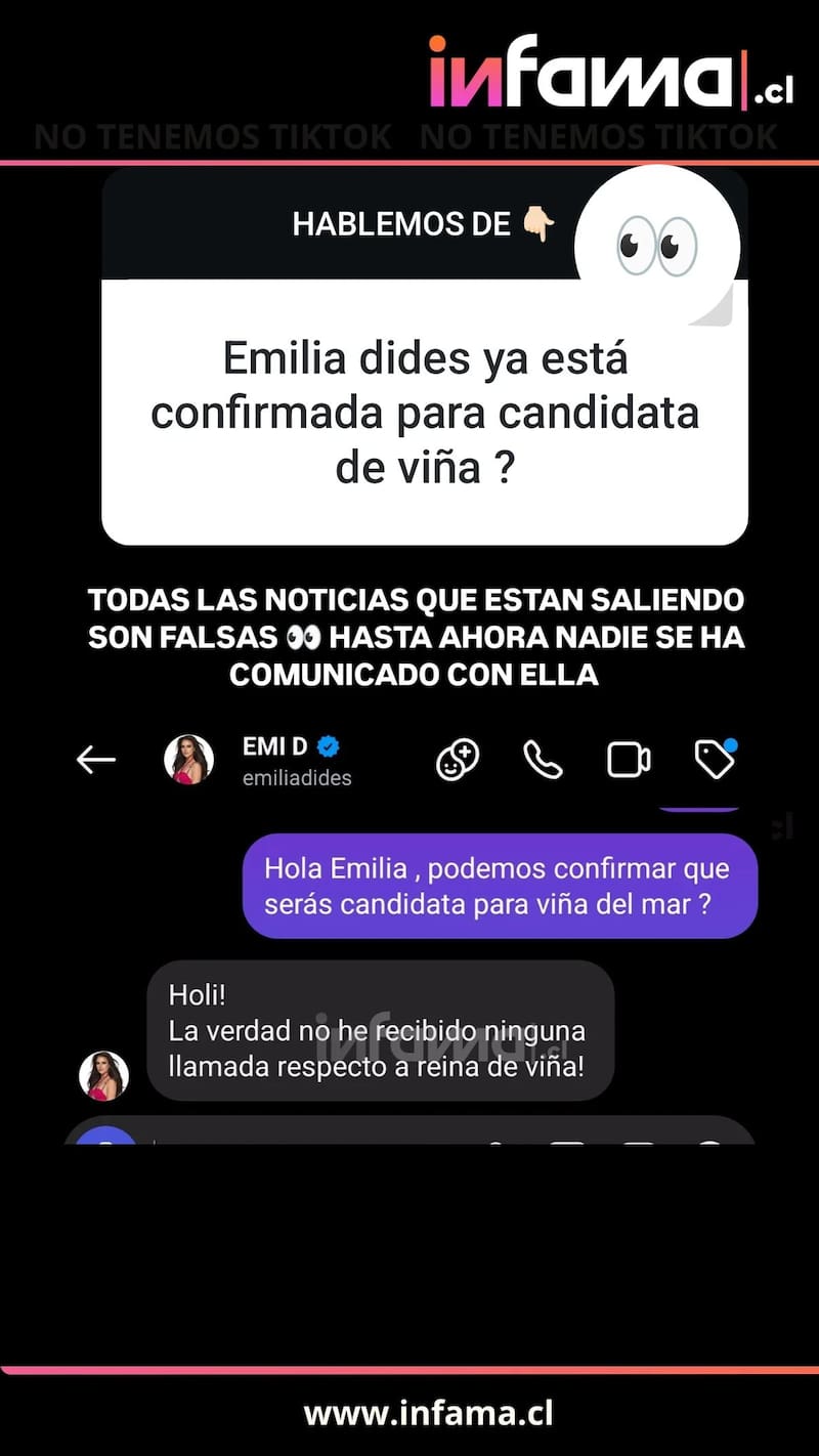 Esta fue la historia de Instagram que subió Infama. Fuente: @infama.cl.