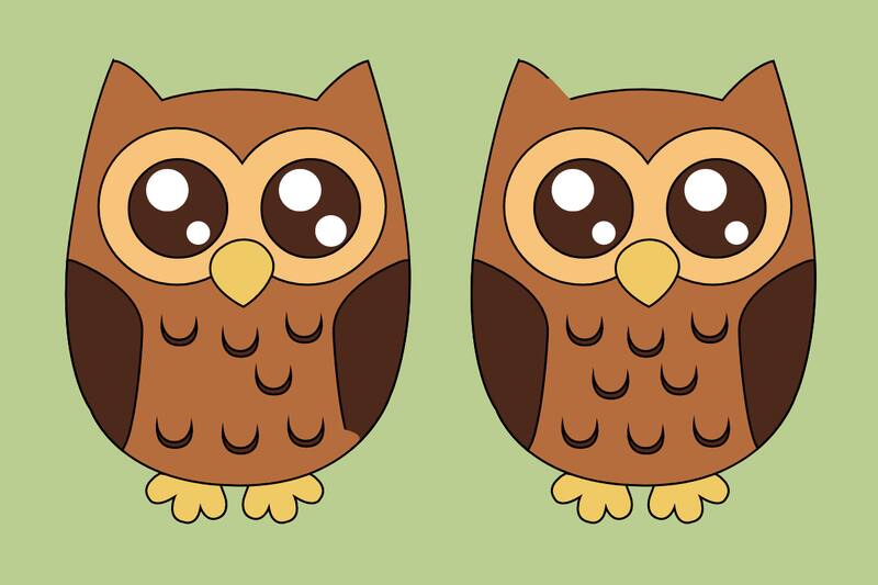 Intenta encontrar las cuatro diferencias entre los búhos.