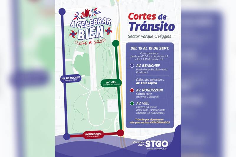 Estos son los cortes que habrán en el Parque O´Higgins.