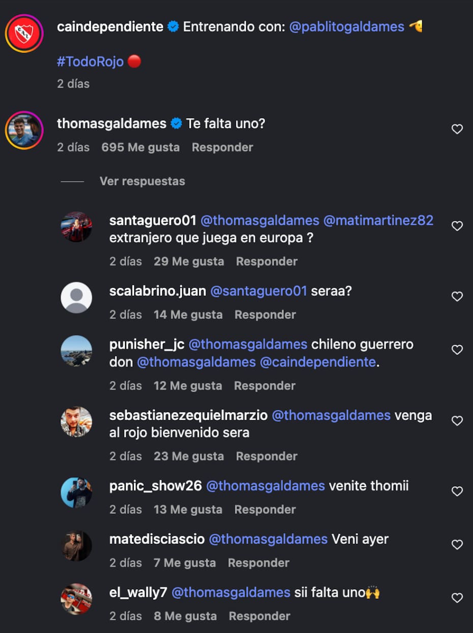 Su claro guiño al Independiente de su hermano Pablo.