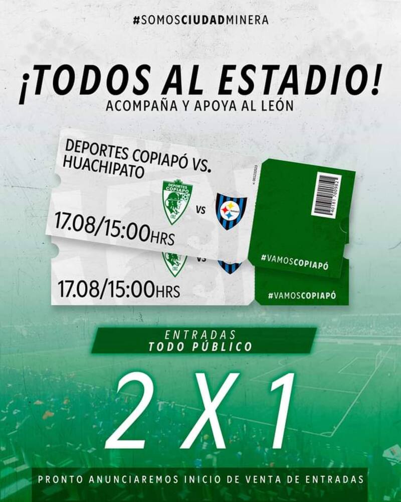 La promoción 2x1 que anunció Deportes Copiapó en redes sociales