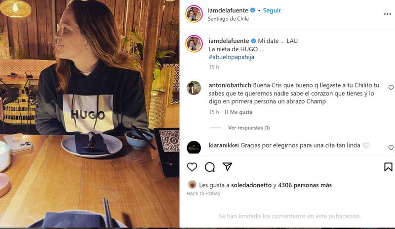 Publicación de Instagram de Cristián de la Fuente