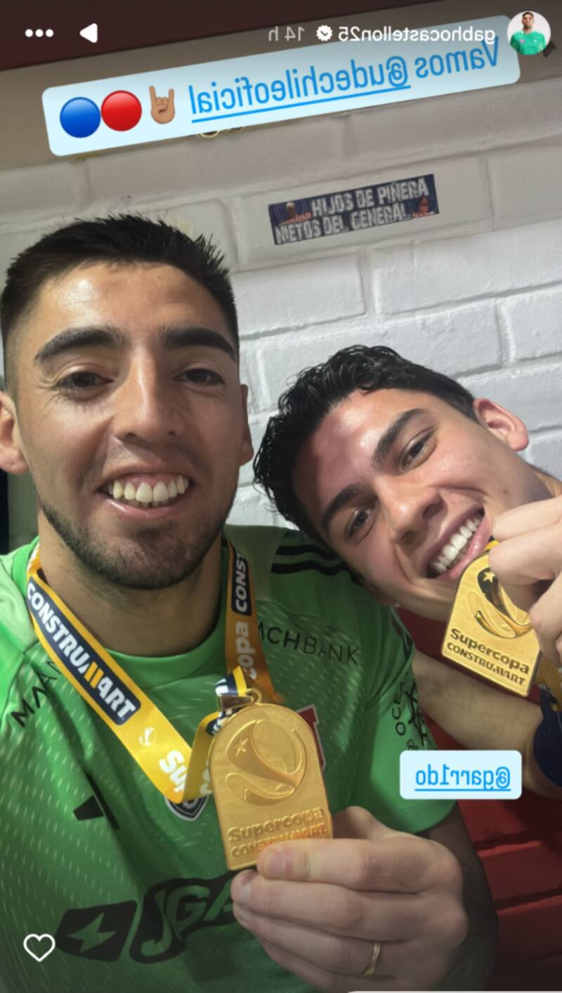 Gabriel Castellón publicó una historia en Instagram donde se percibe provocador mensaje a Colo Colo. (Foto invertida)