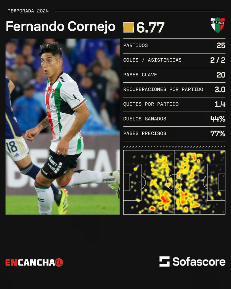 Los números de Fernando Cornejo en Palestino