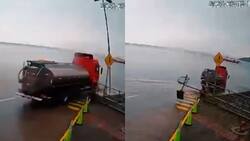 VIDEO | Camión cayó al mar en el sur: conductor fue rescatado por teniente de Carabineros