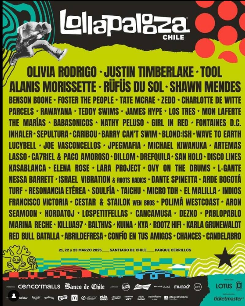 Lollapalooza 2025 ya publicó su line up oficial.