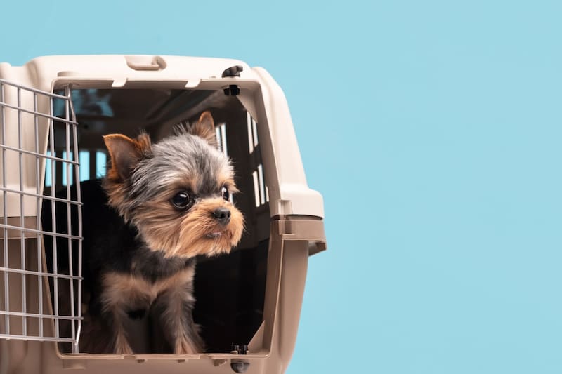 Es importante que la mascota permanezca en su canil durante todo el viaje.