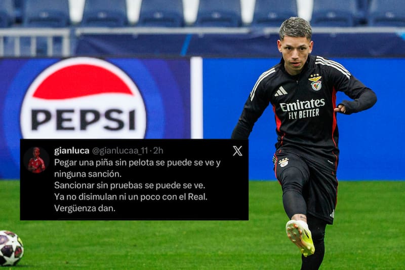 Gianluca Prestianni reaccionó en redes sociales tras el castigo de la UEFA. Foto: EFE.