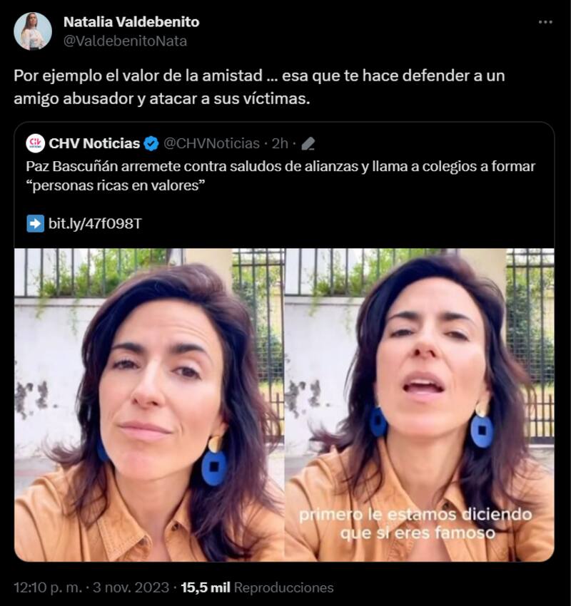 Natalia Valdevenito en X.